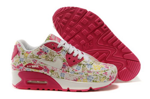 Nike Air Max 90 Womenss Shoes White Pink Flower New Canada